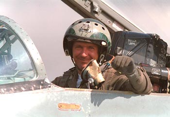 Gyula Vári in the cockpit
